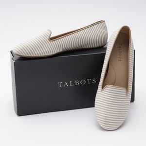 Talbots White and Tan stripe Flat shoes